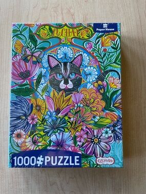 NWT Le Chat - Colorful Floral Cat 1000-Piece Puzzle